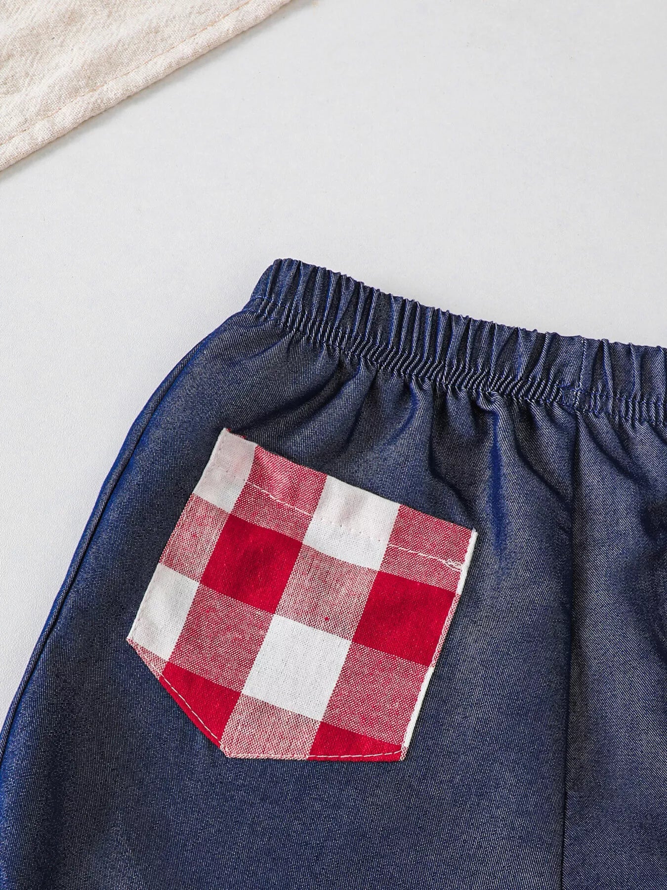 Children's Gingham Bowknot Ruffle Trim Top and Shorts Set