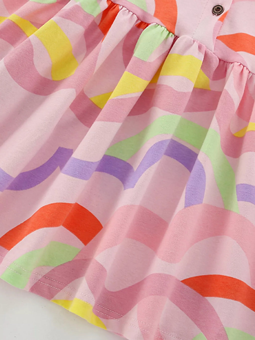 Children's Colorful Wave Print Casual Dress