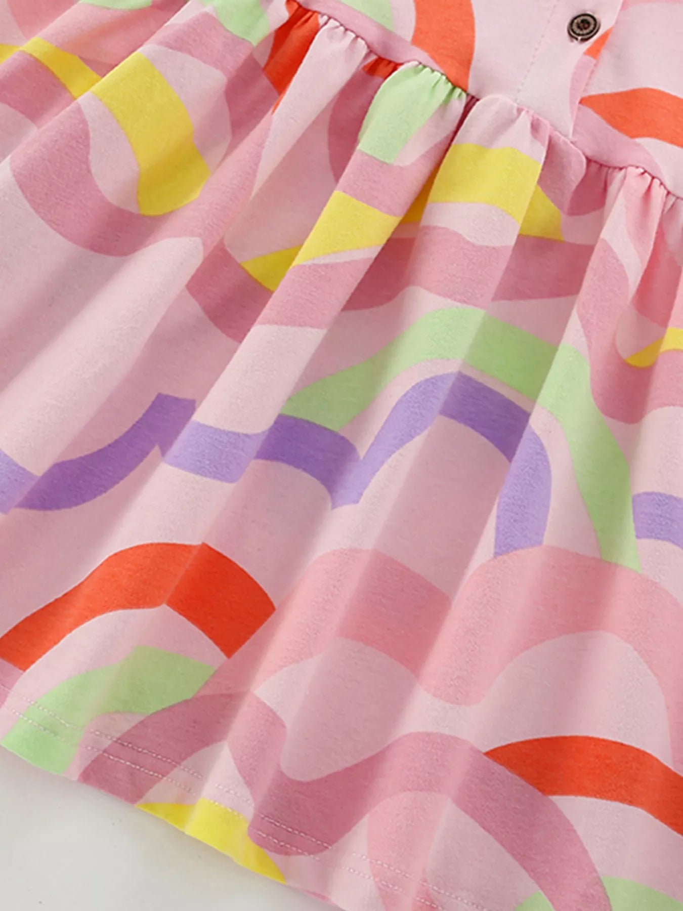 Children's Colorful Wave Print Casual Dress