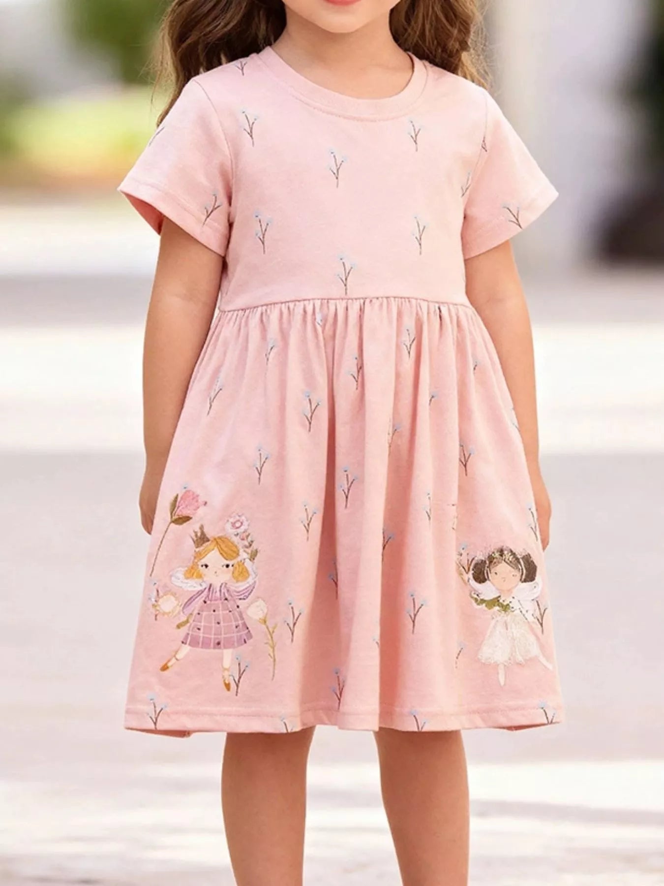 Children's Cartoon Short Sleeve Casual Dress