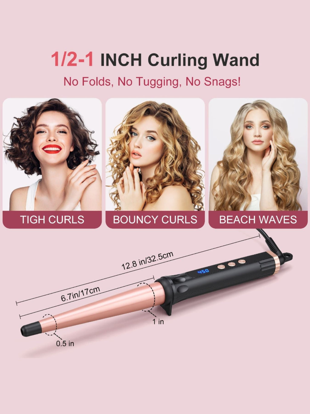 Adjustable Temperature Hair Curling Iron