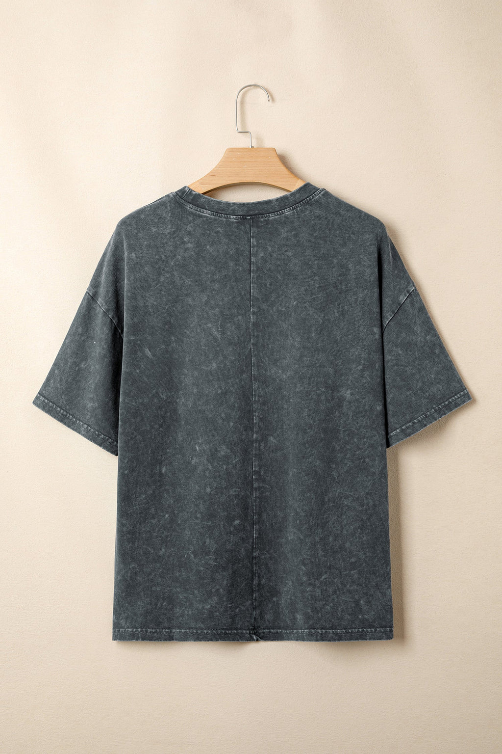 Dark Grey Solid Color Cotton Mineral Washed Oversize Tee