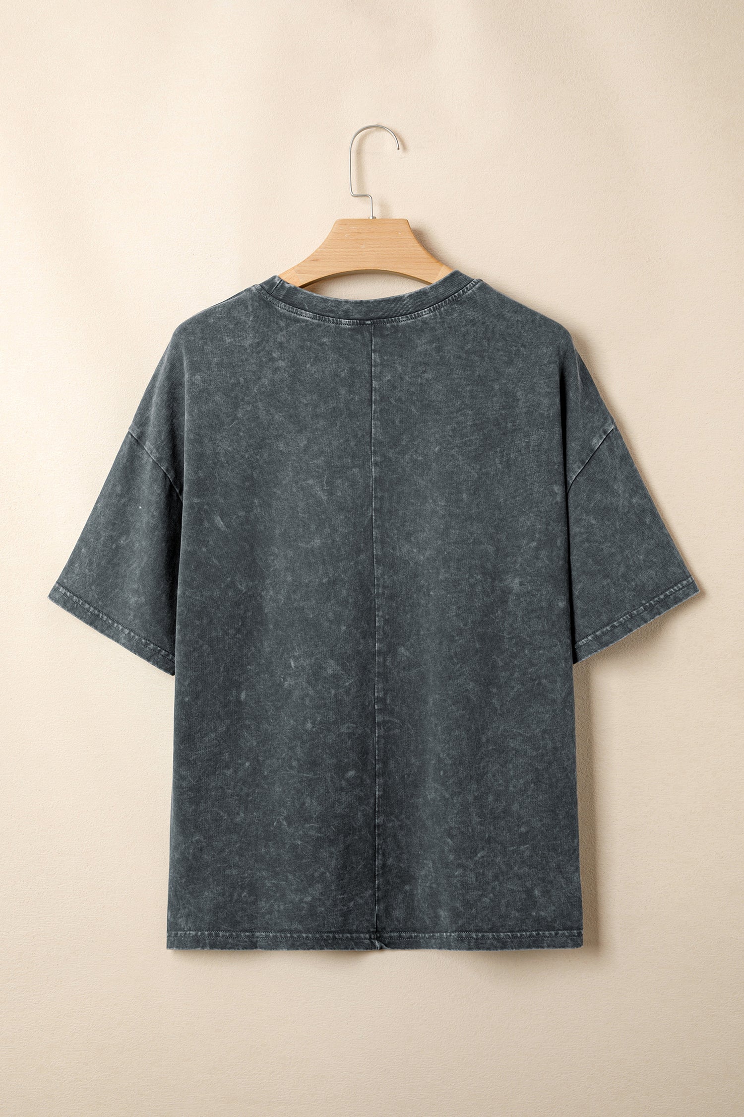 Dark Grey Solid Color Cotton Mineral Washed Oversize Tee