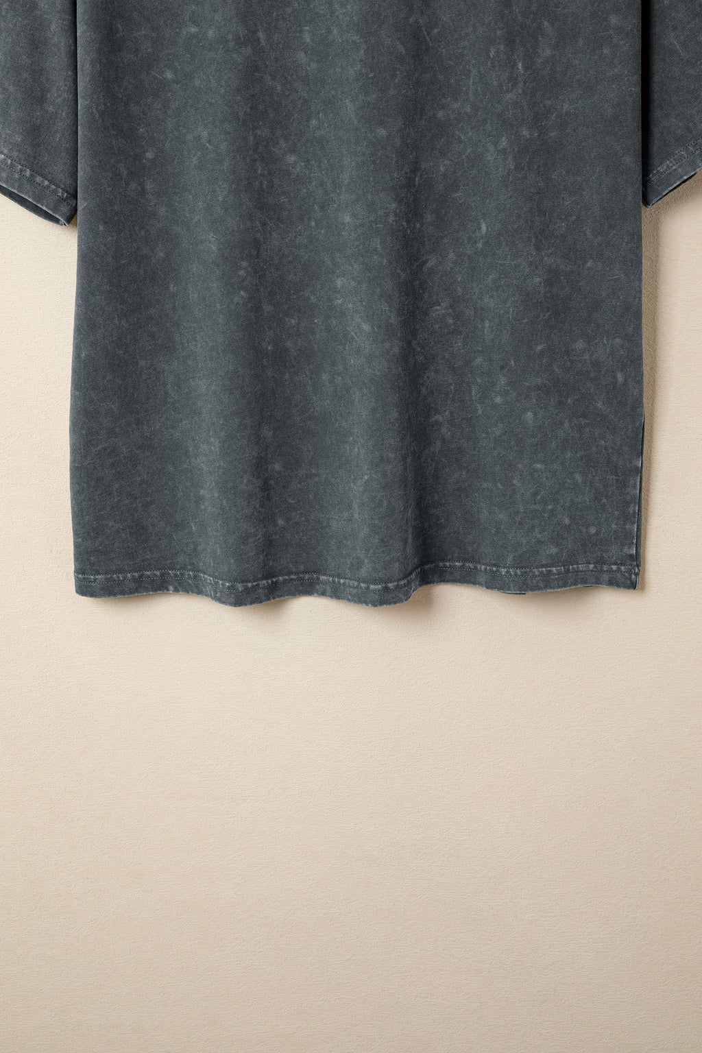 Dark Grey Solid Color Cotton Mineral Washed Oversize Tee