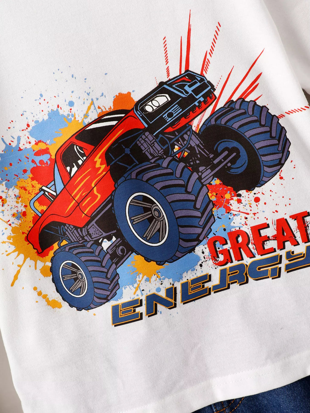 Children's Truck Graphic Tee & Ripped Denim Shorts Set
