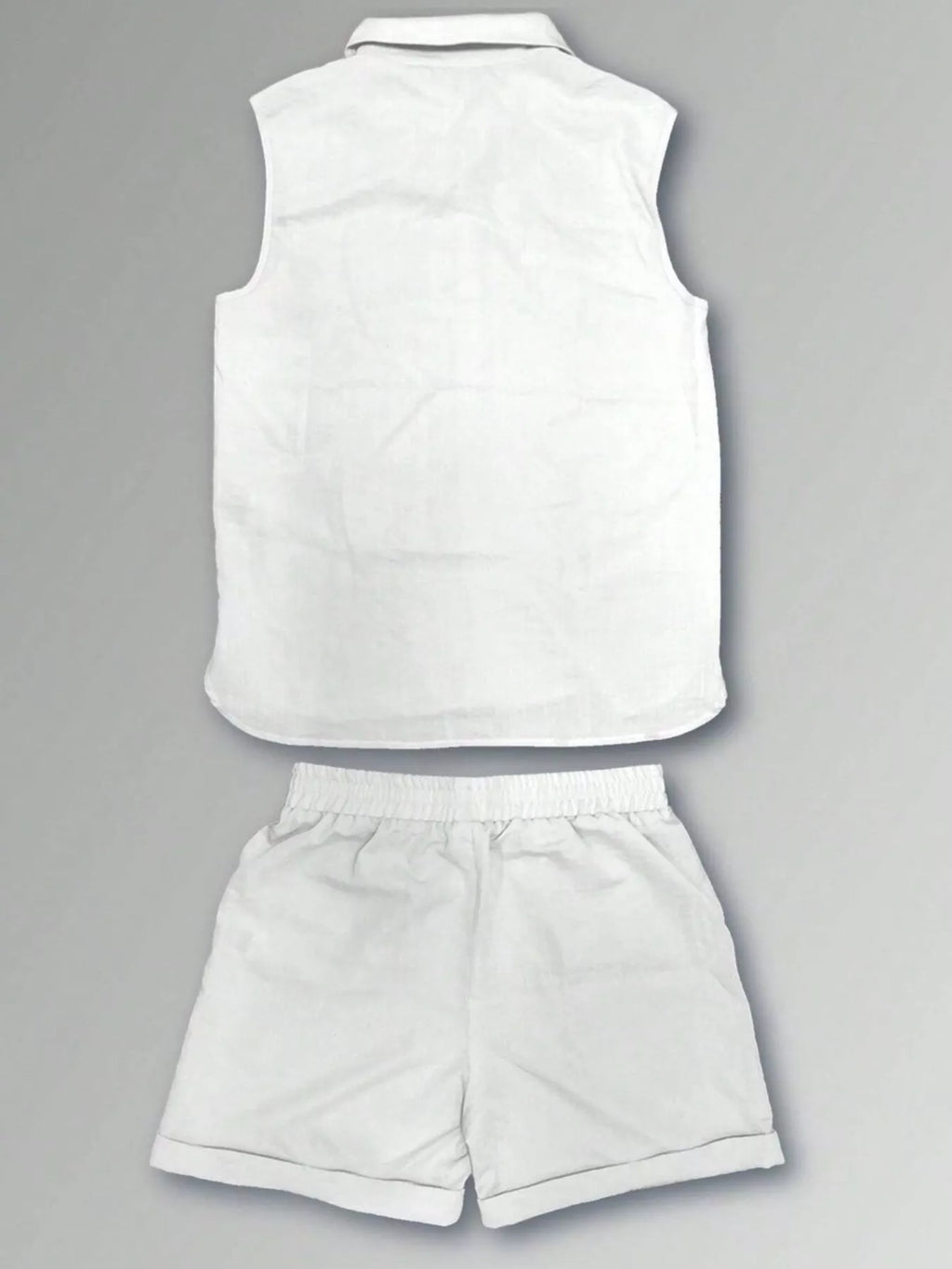 Men's Plus Size Casual Button Up Vest & Shorts Set