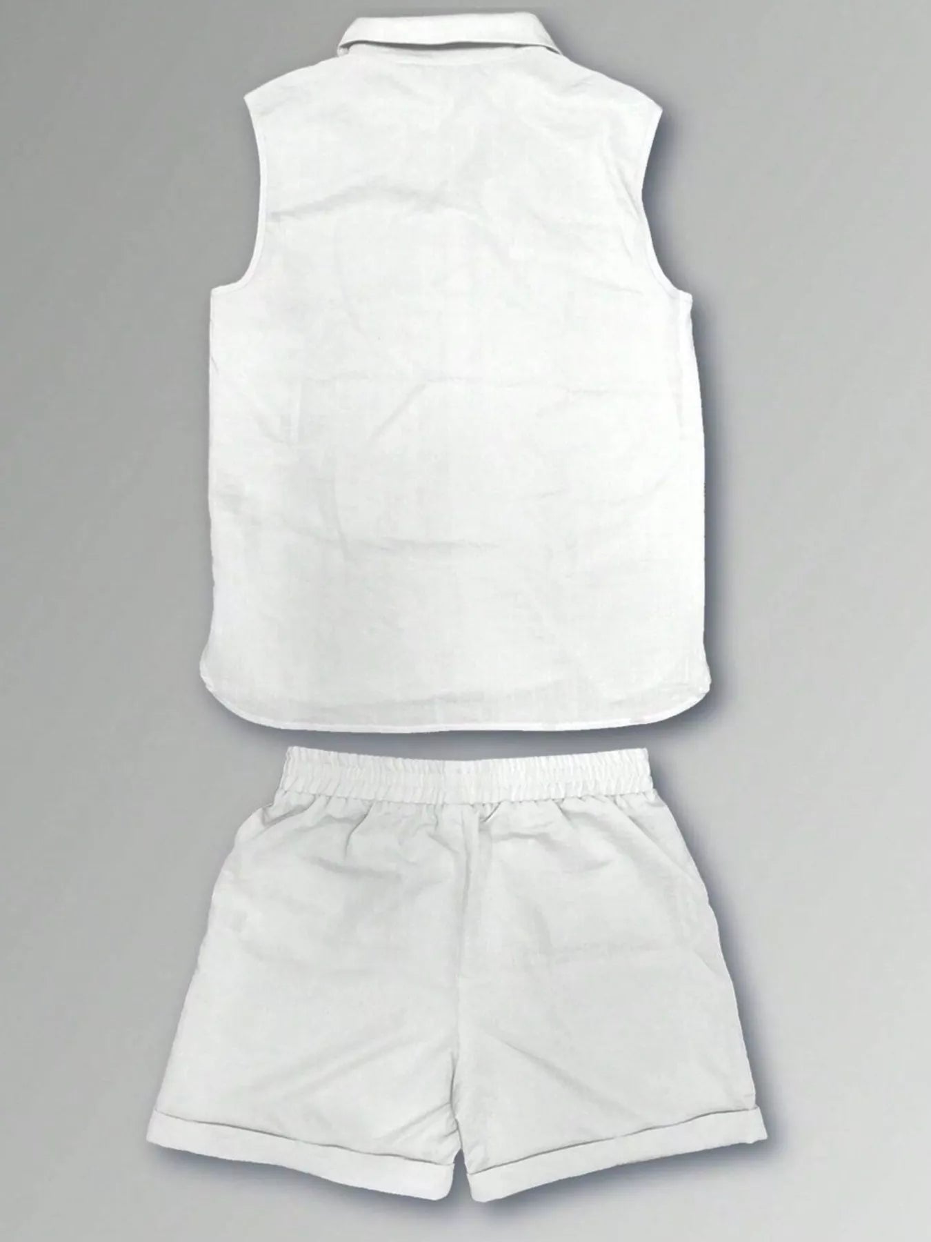 Men's Plus Size Casual Button Up Vest & Shorts Set