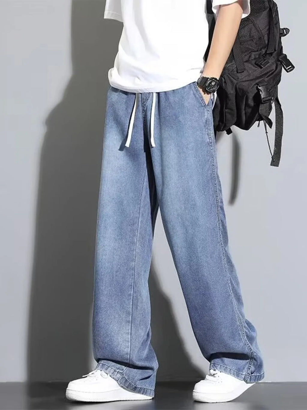 Men's Full Size Vintage Wash Wide Leg Jeans Plus Size