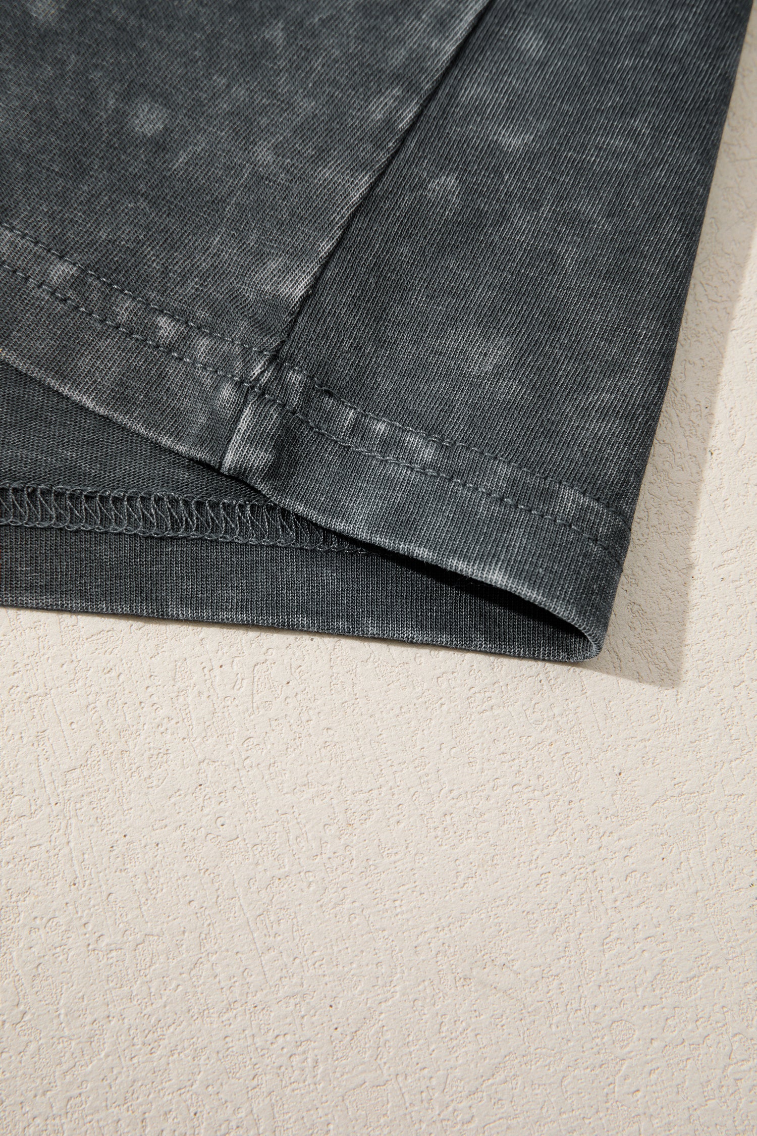 Dark Grey Solid Color Cotton Mineral Washed Oversize Tee