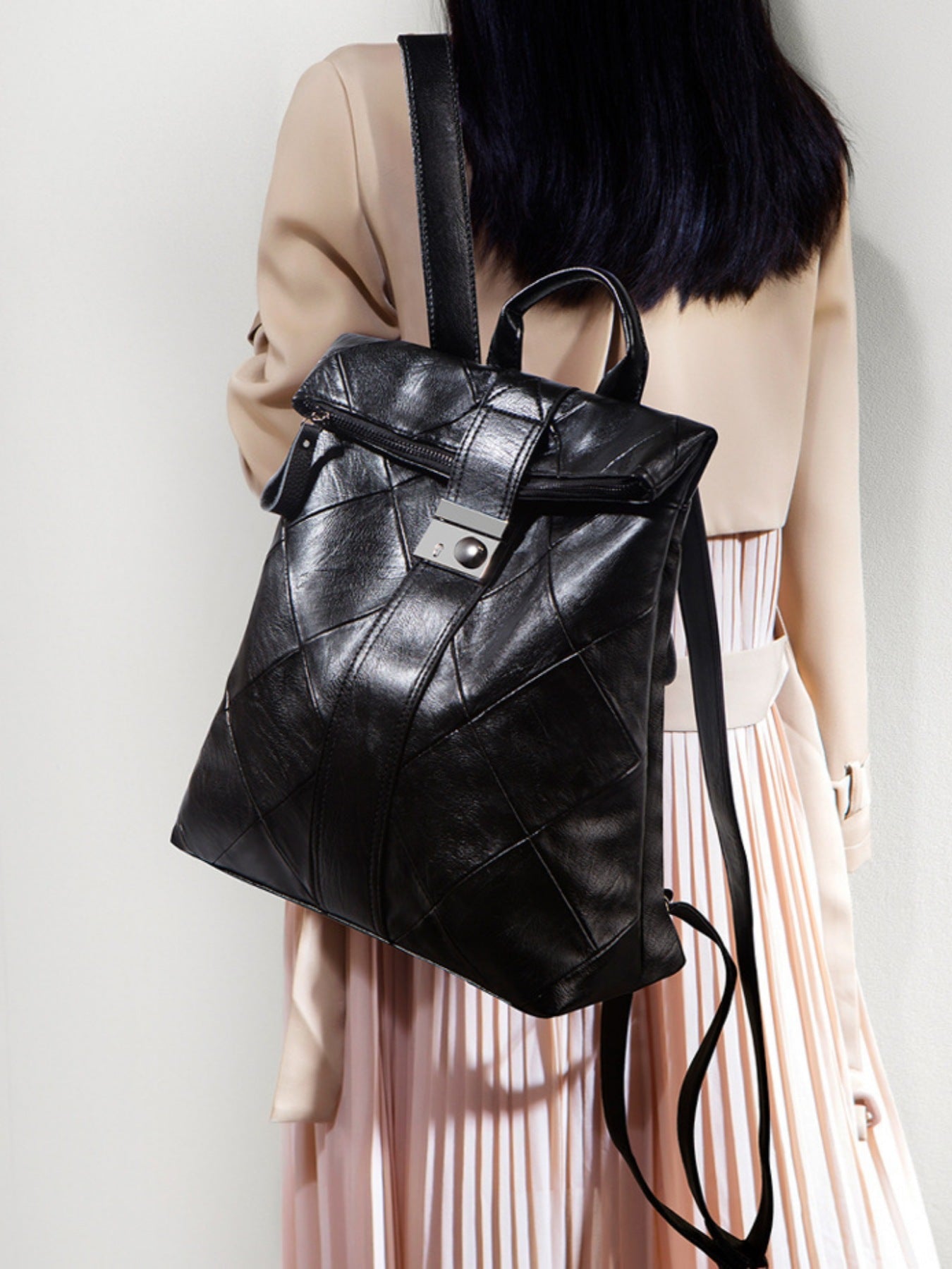 Quilted Leather Backpack Bag