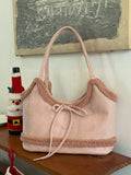 Plush Trim Shoulder Bag