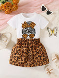Children's Leopard Graphic Tee & Skirt Set
