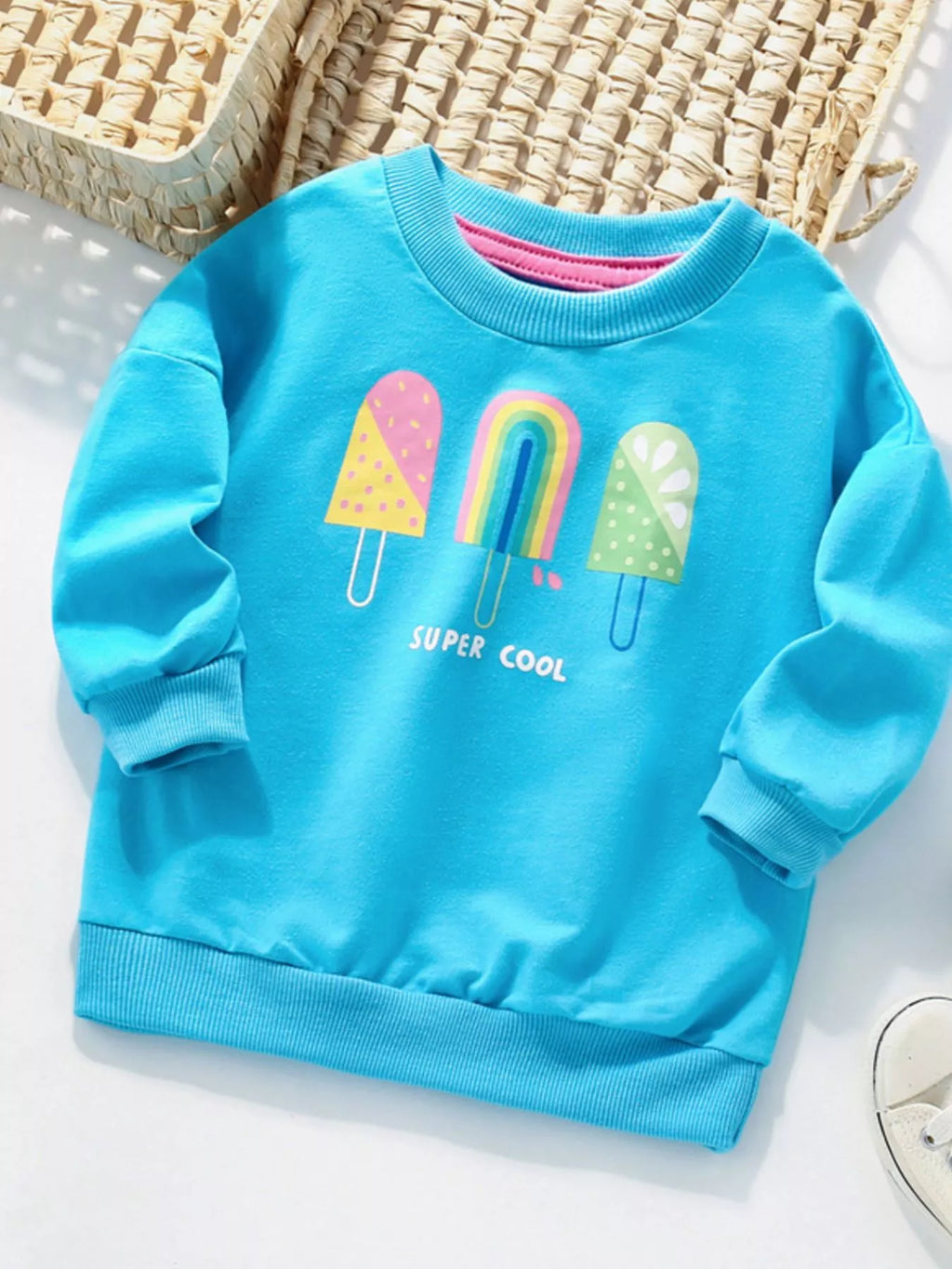 Children's Ice Cream Graphic Round Neck Sweatshirt