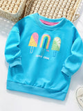 Children's Ice Cream Graphic Round Neck Sweatshirt