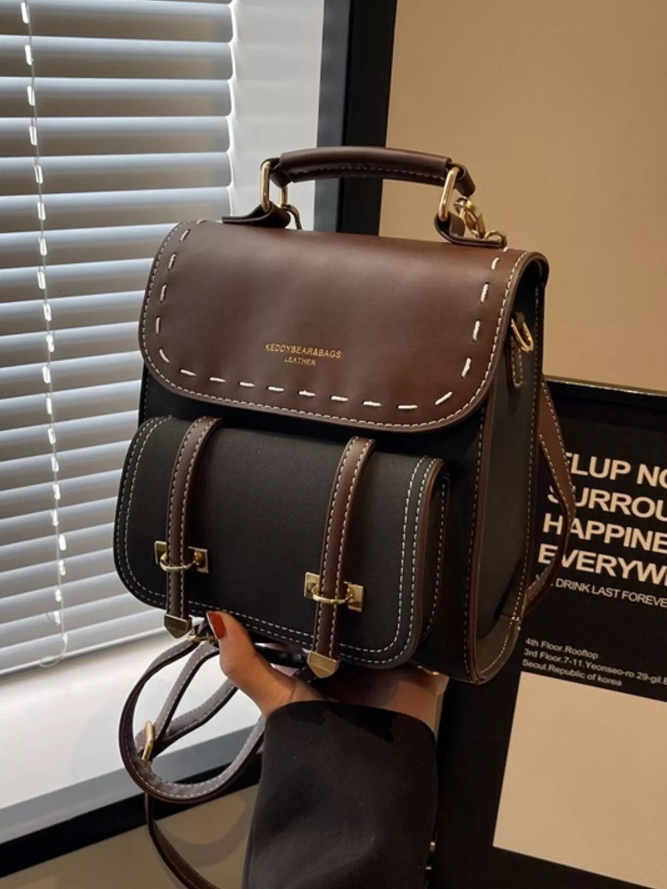 Vintage Style Leather Backpack Bag