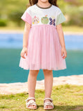 Children's Cartoon Short Sleeve Tulle Dress