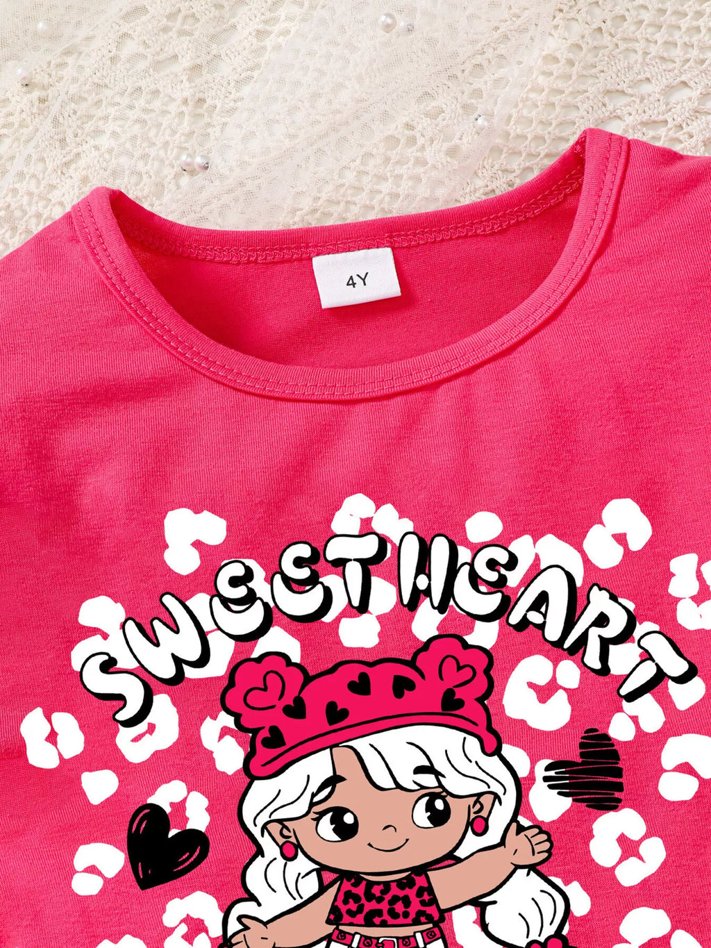 Children's Ruffled Short Sleeve Tee and Checkerboard Shorts Set