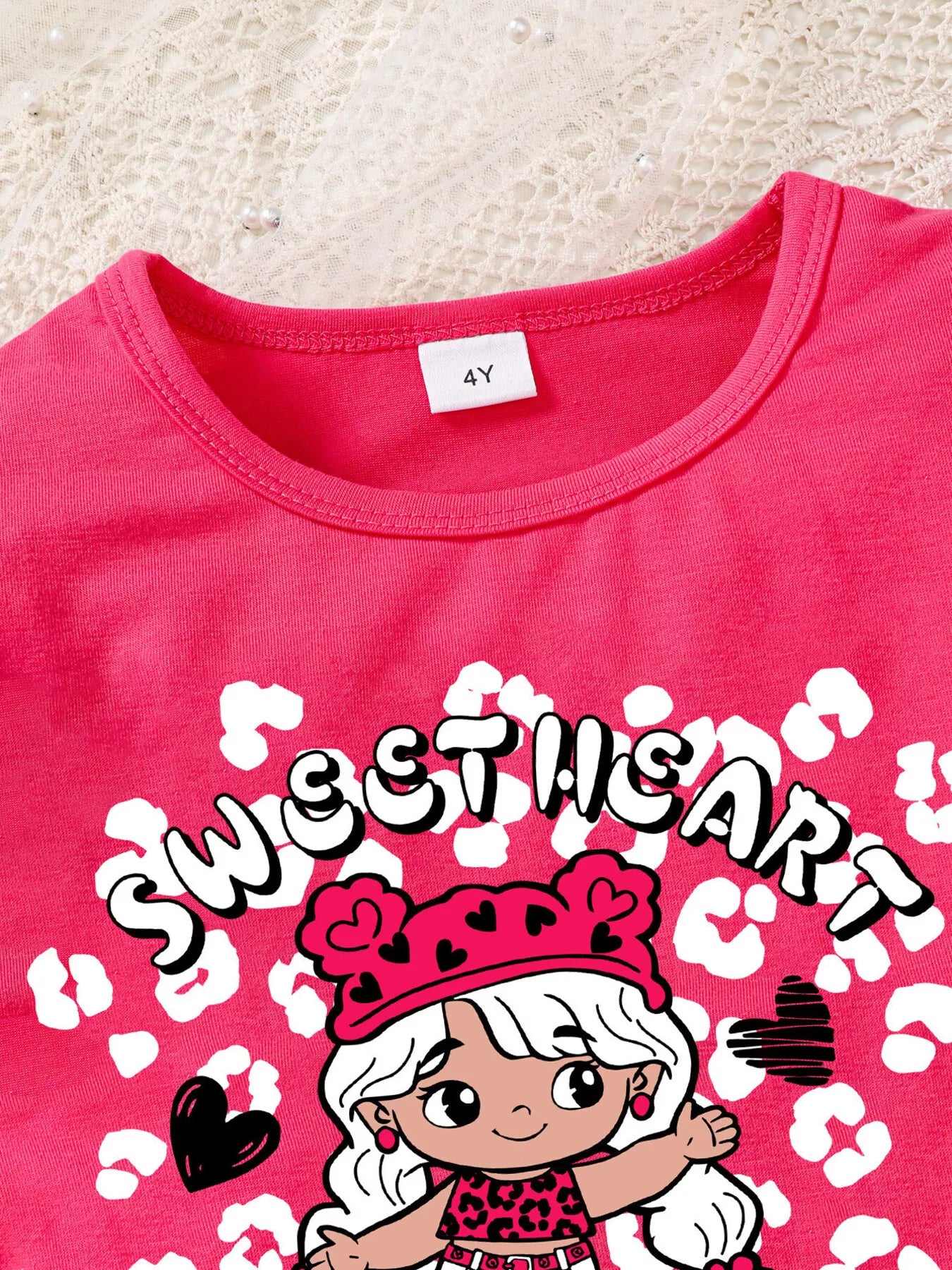 Children's Ruffled Short Sleeve Tee and Checkerboard Shorts Set