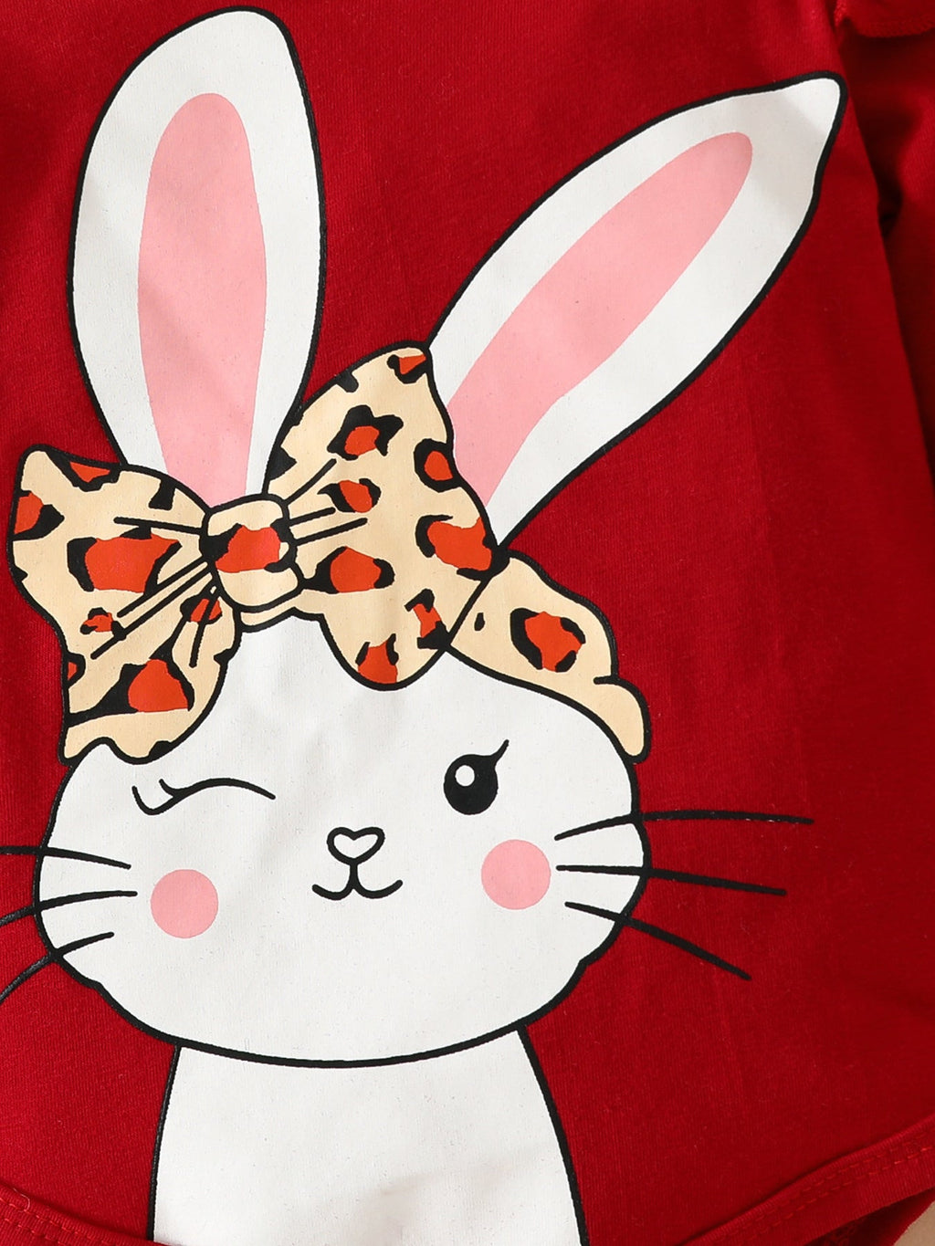 Children's Bunny Long Sleeve Bodysuit and Pants Set with Headscarf