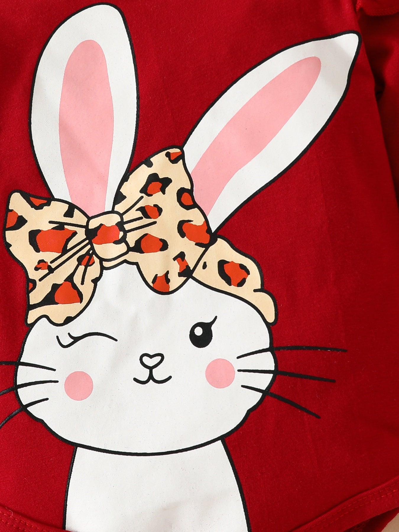 Children's Bunny Long Sleeve Bodysuit and Pants Set with Headscarf