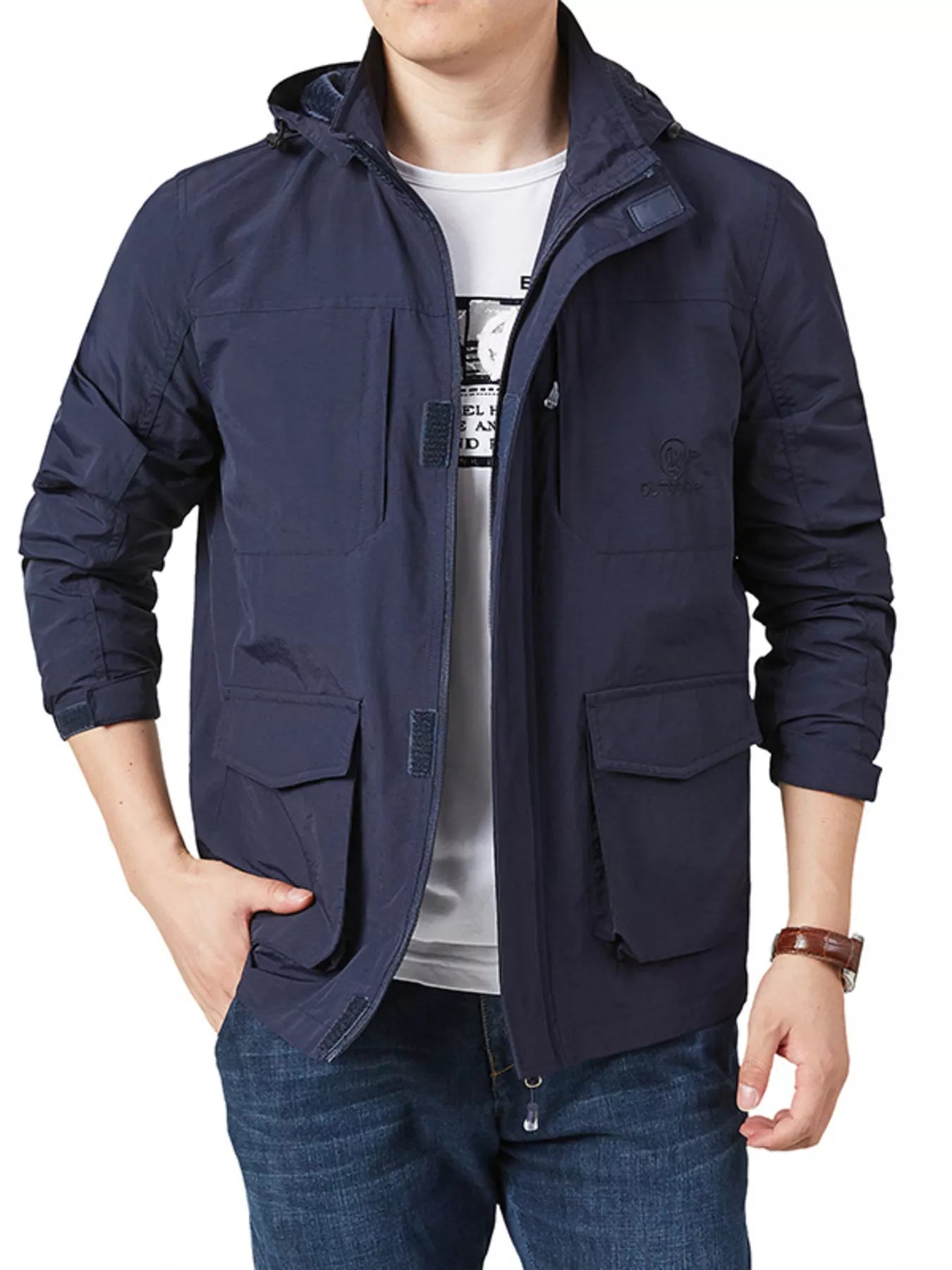 Men's Plus Size Lightweight Hooded Jacket