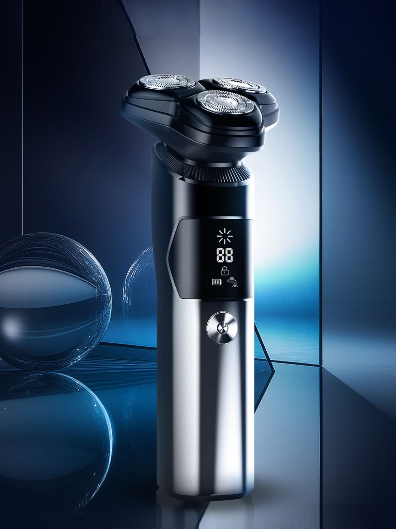 Rechargeable Electric Rotary Shaver with LED Display