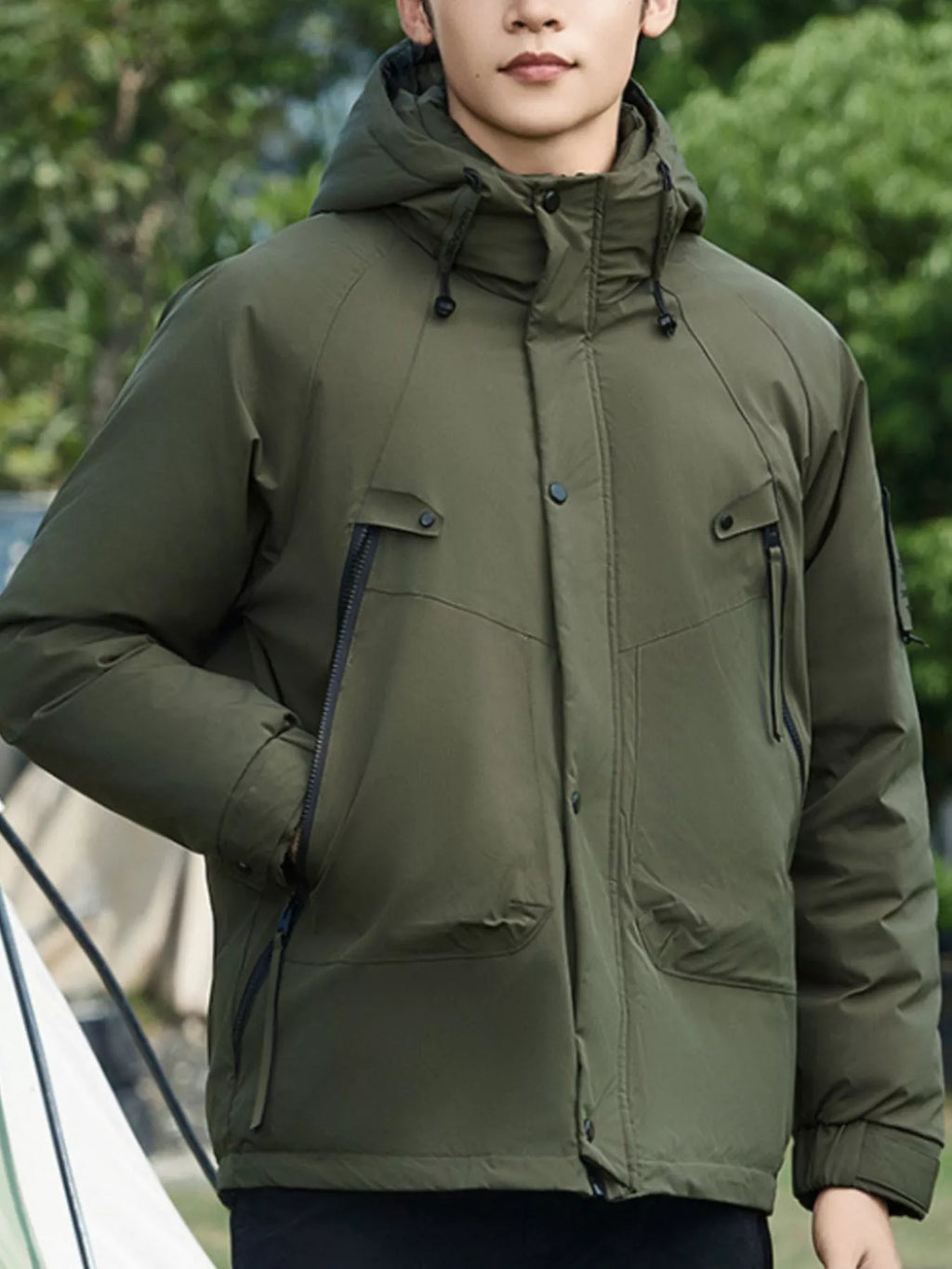 Men's Plus Size Hooded Snap Down Jacket