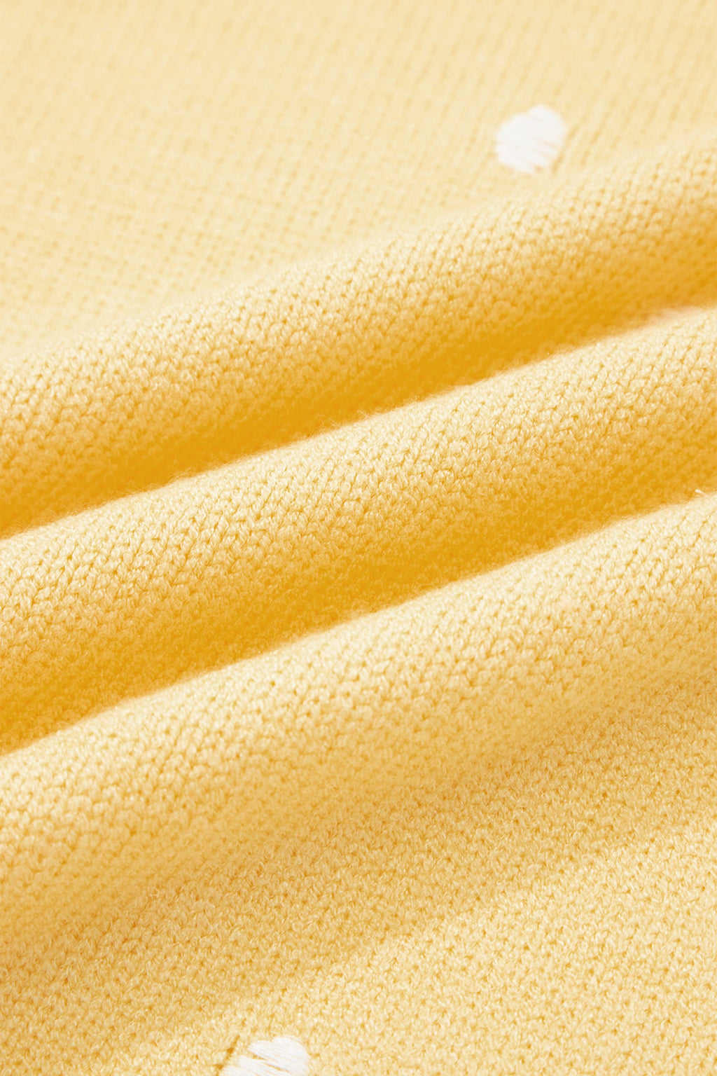 Yellow Cream Elegant Polka Dot Bubble Short Sleeve Sweater