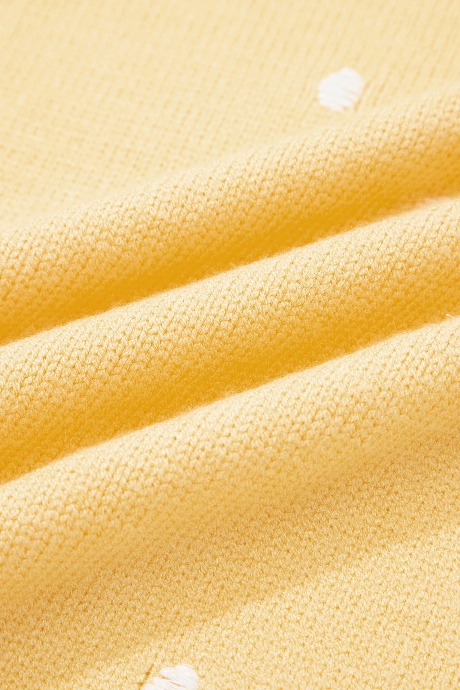 Yellow Cream Elegant Polka Dot Bubble Short Sleeve Sweater