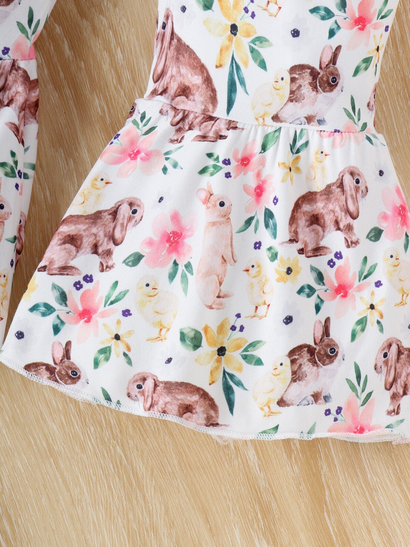 Children's Floral Bunny Print Top and Pant Set