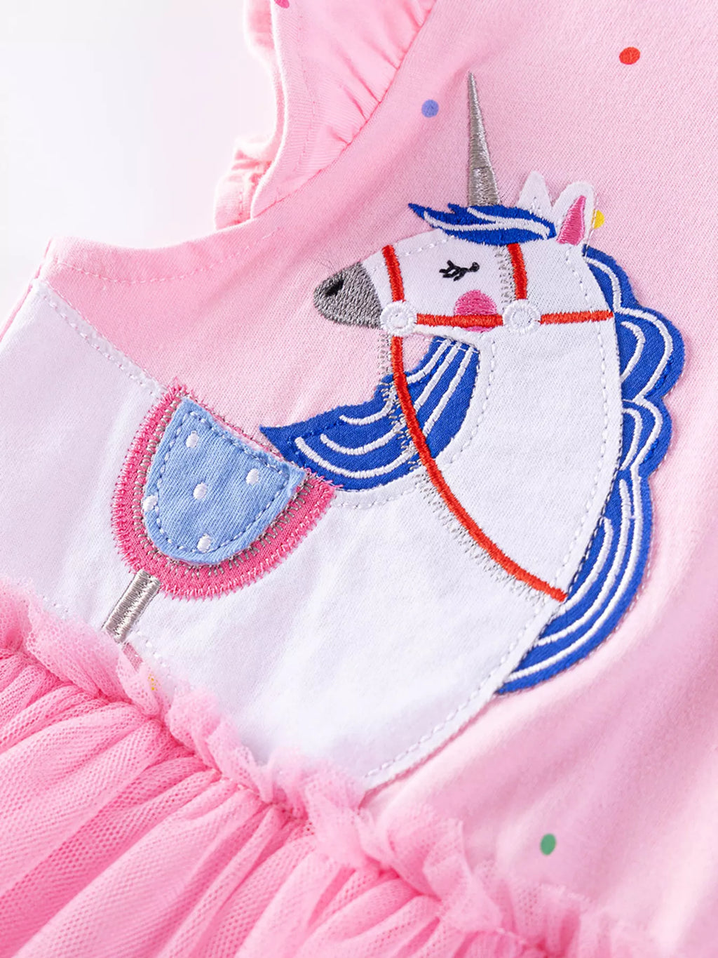 Children's Unicorn Ruffle Sleeve Tulle Dress