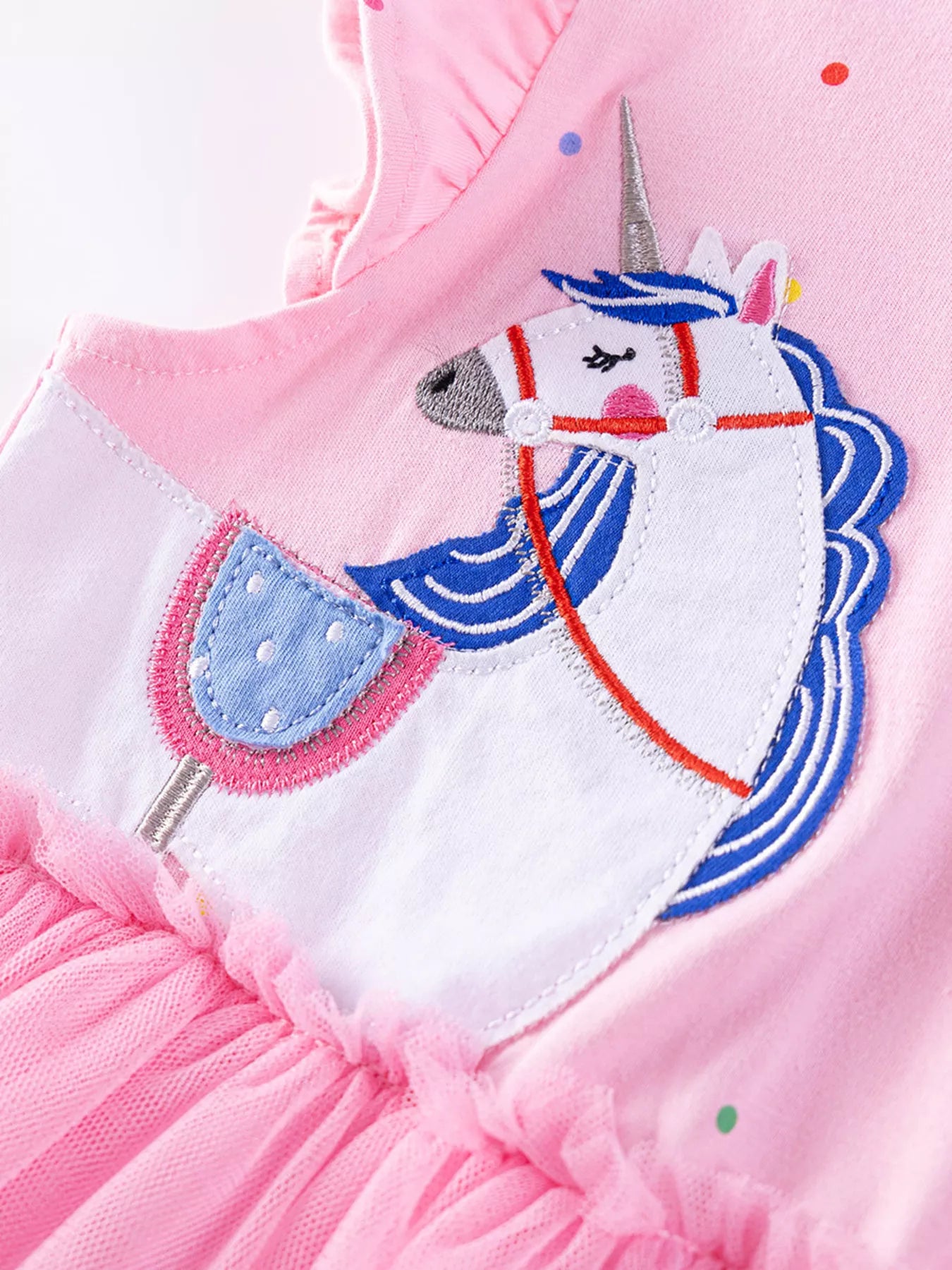 Children's Unicorn Ruffle Sleeve Tulle Dress