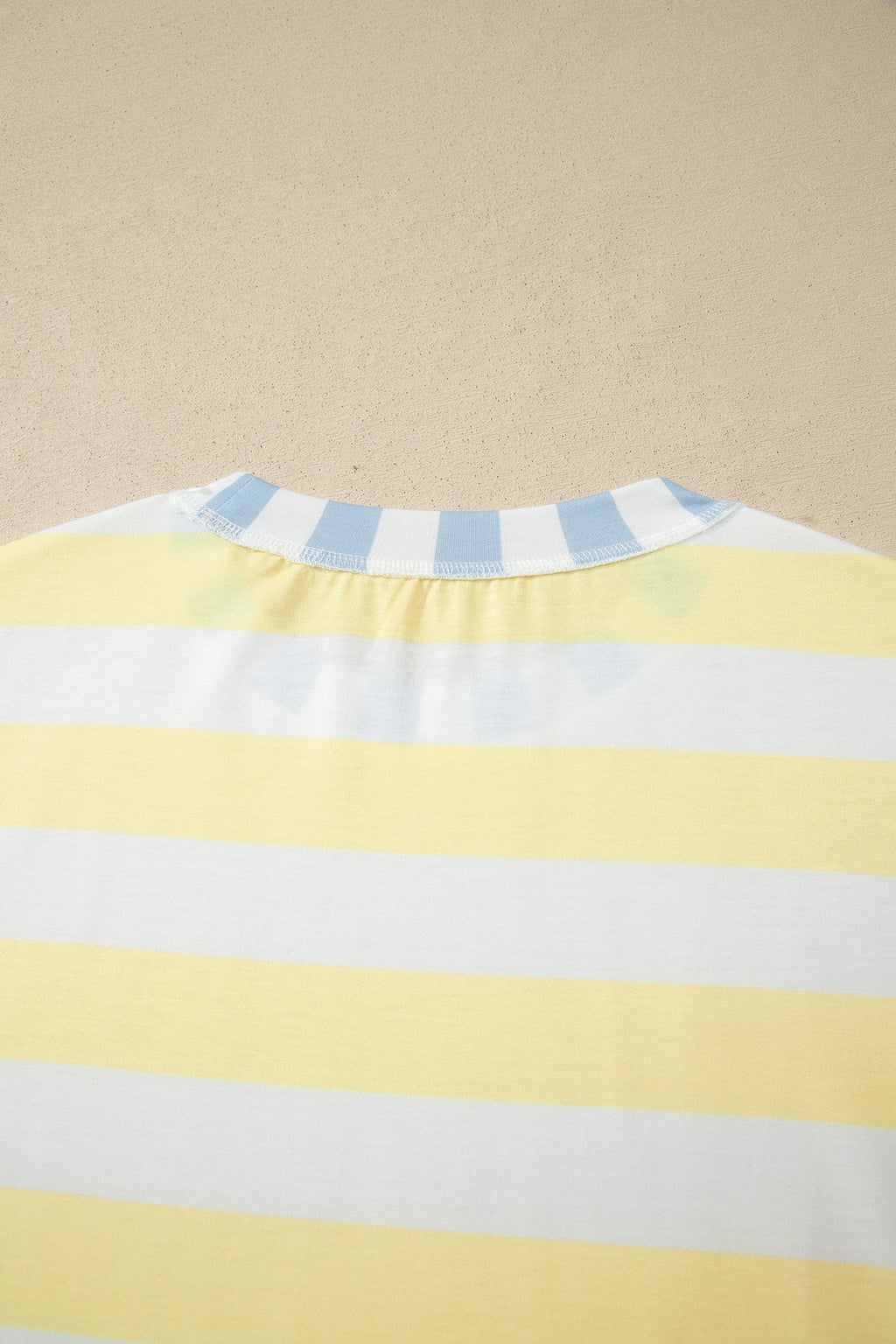 Yellow Stripe Exposed Seam Contrast Patchwork Oversized Top