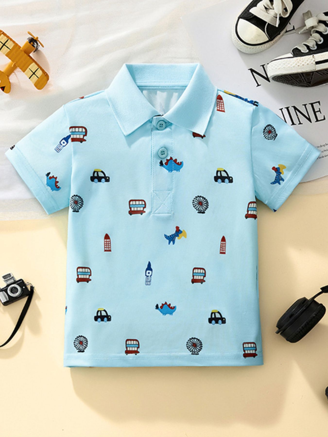 Children's Cartoon Short Sleeve Polo Shirt