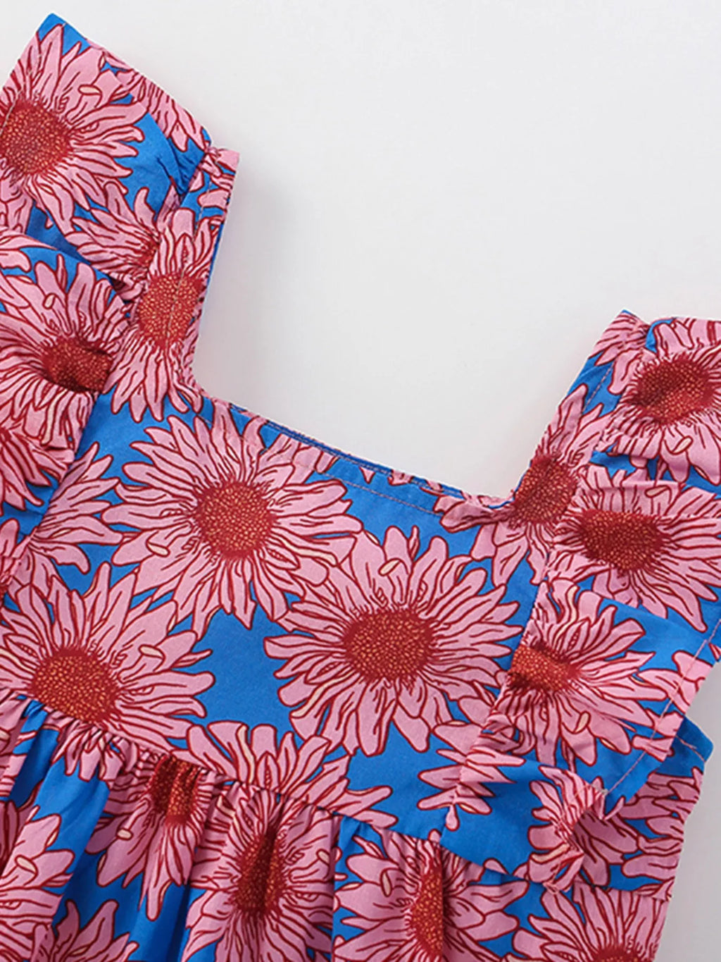 Children's Floral Print Ruffled Sleeveless Dress