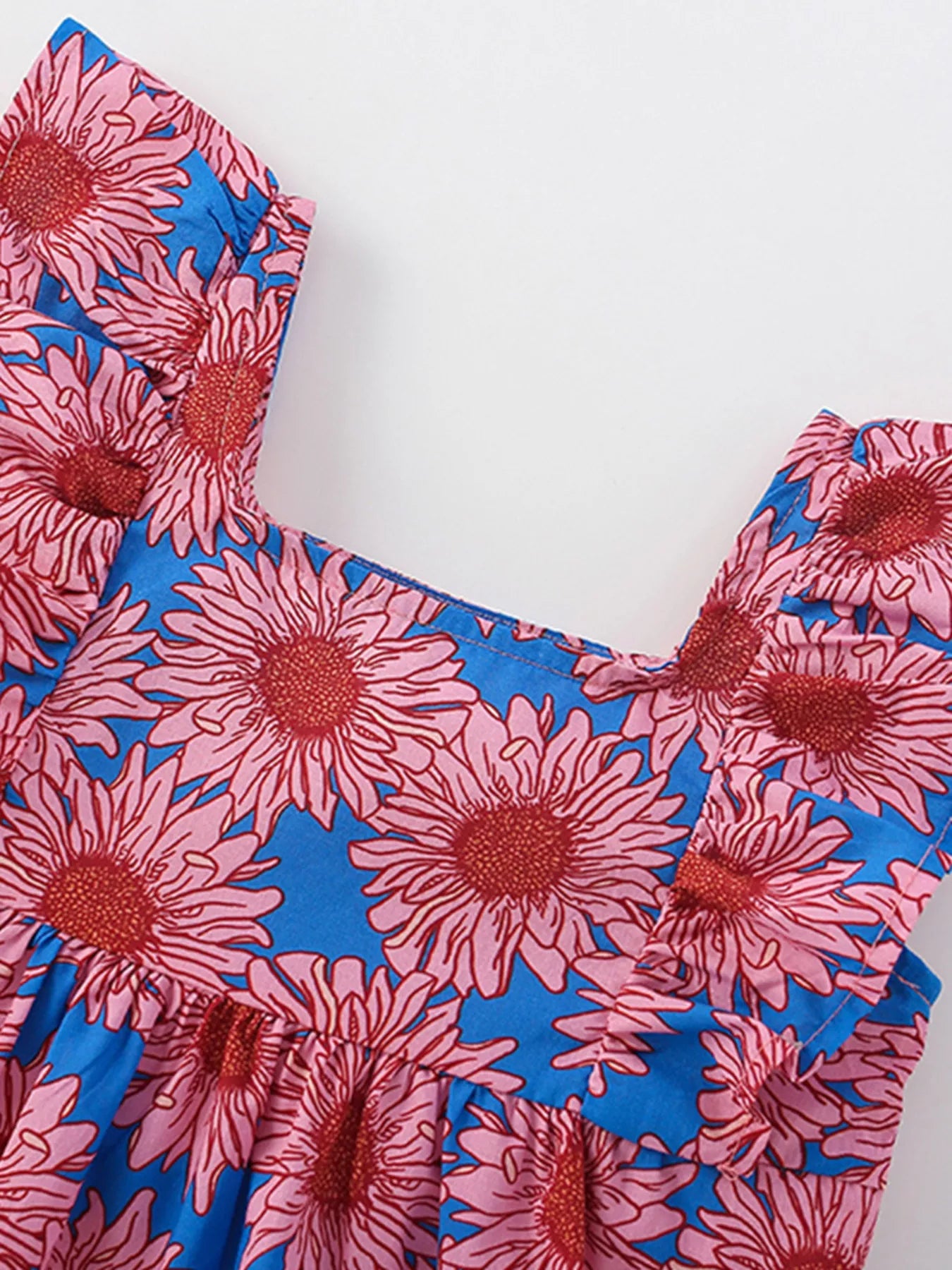 Children's Floral Print Ruffled Sleeveless Dress