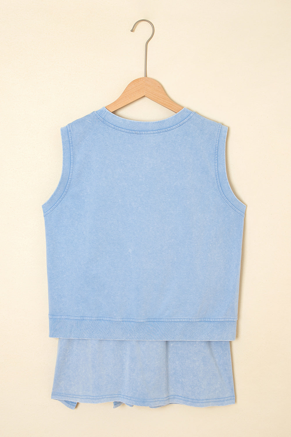 Mint Green Mineral Wash Sleeveless Top and Split Skort Set