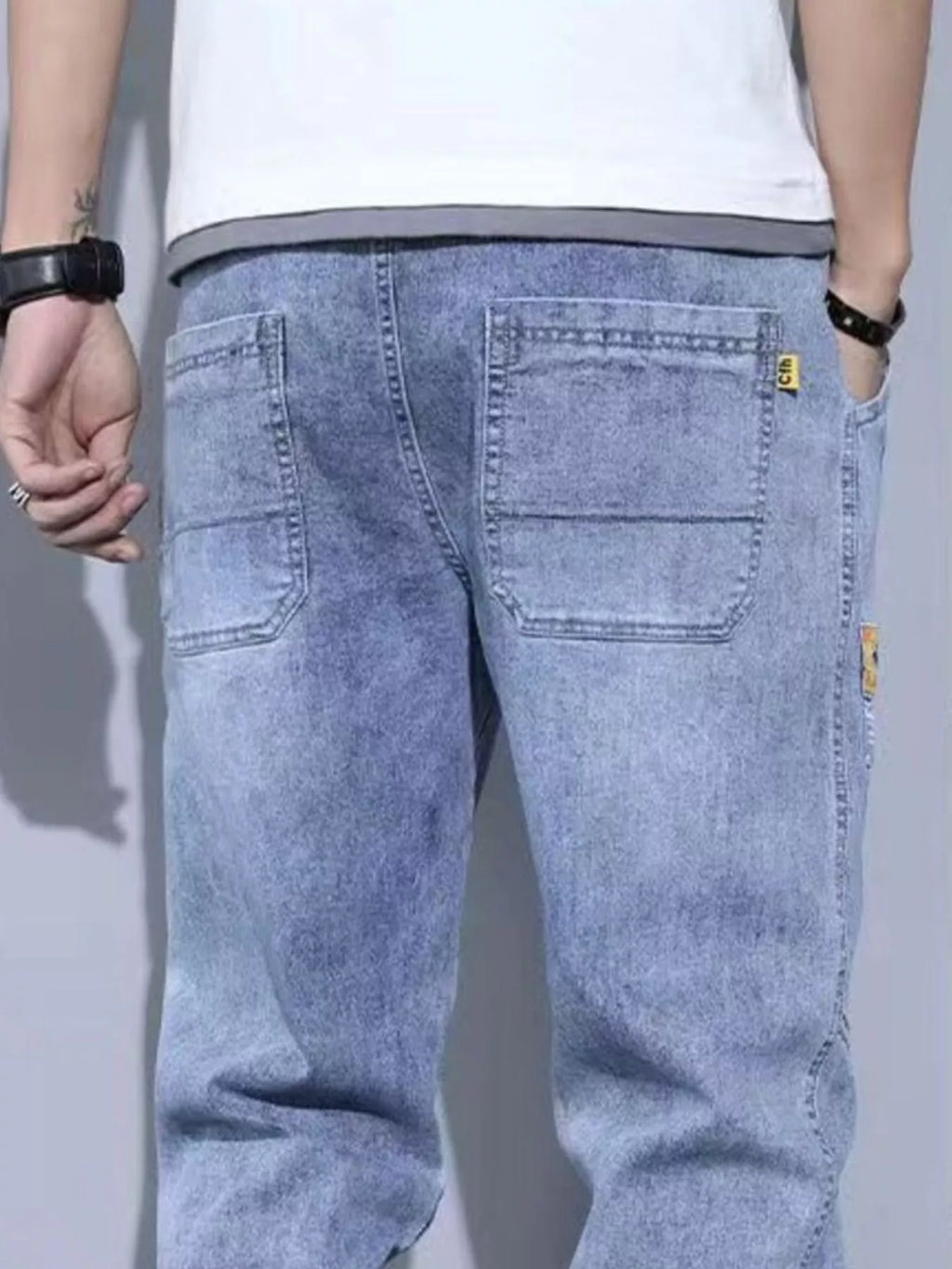 Men's Plus Size Slim Fit Wash Jeans