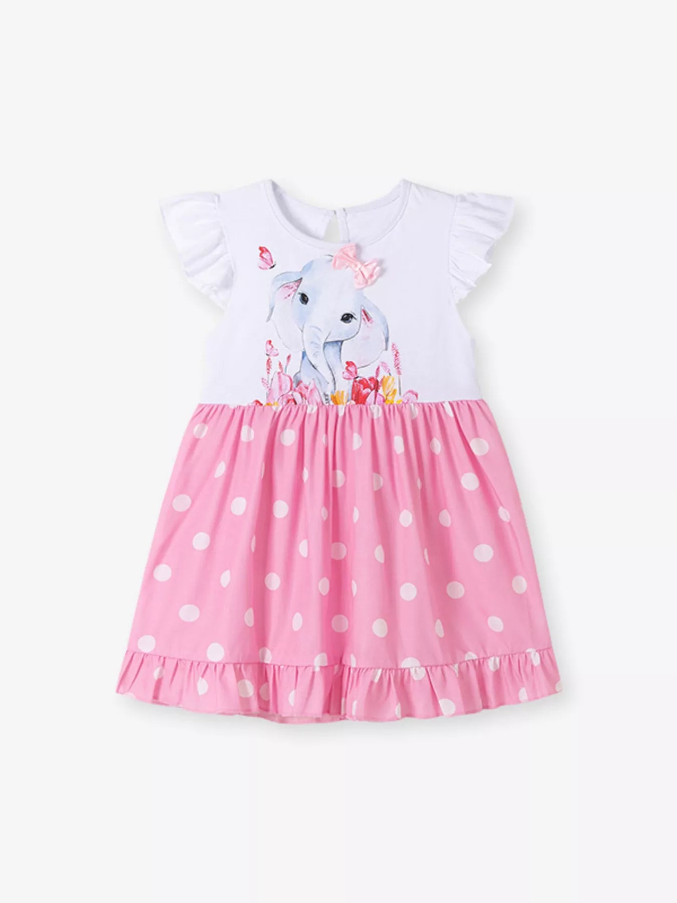 Children's Elephant Polka Dot Ruffle Hem Dress