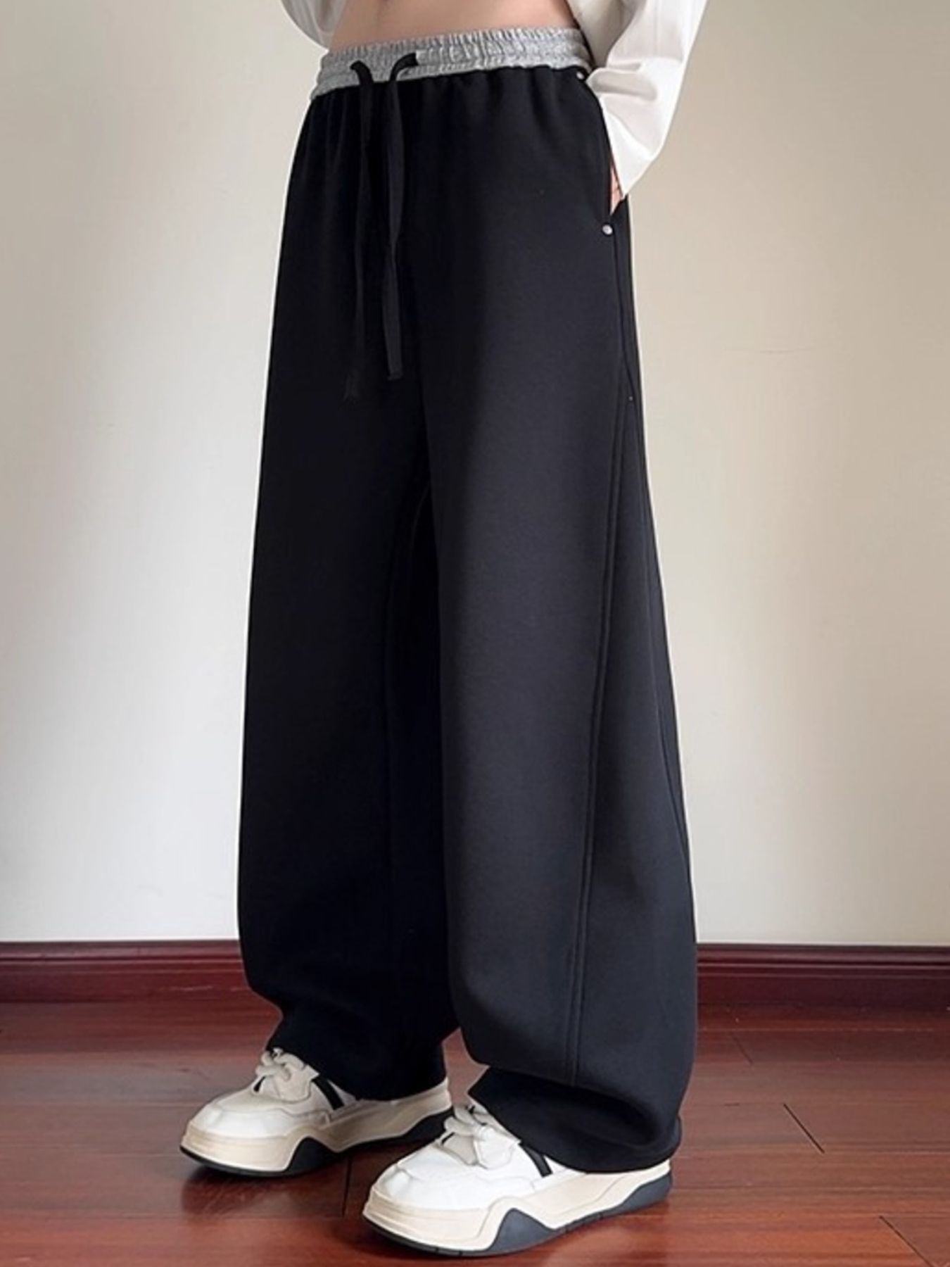 Men's Plus Size Drawstring Wide Leg Pants