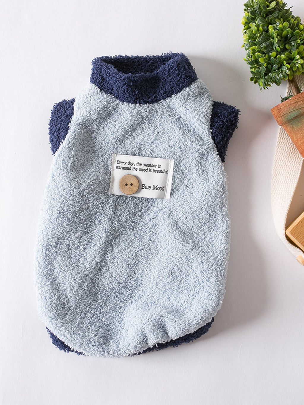 Fleece Pet Sweater with Button Decor