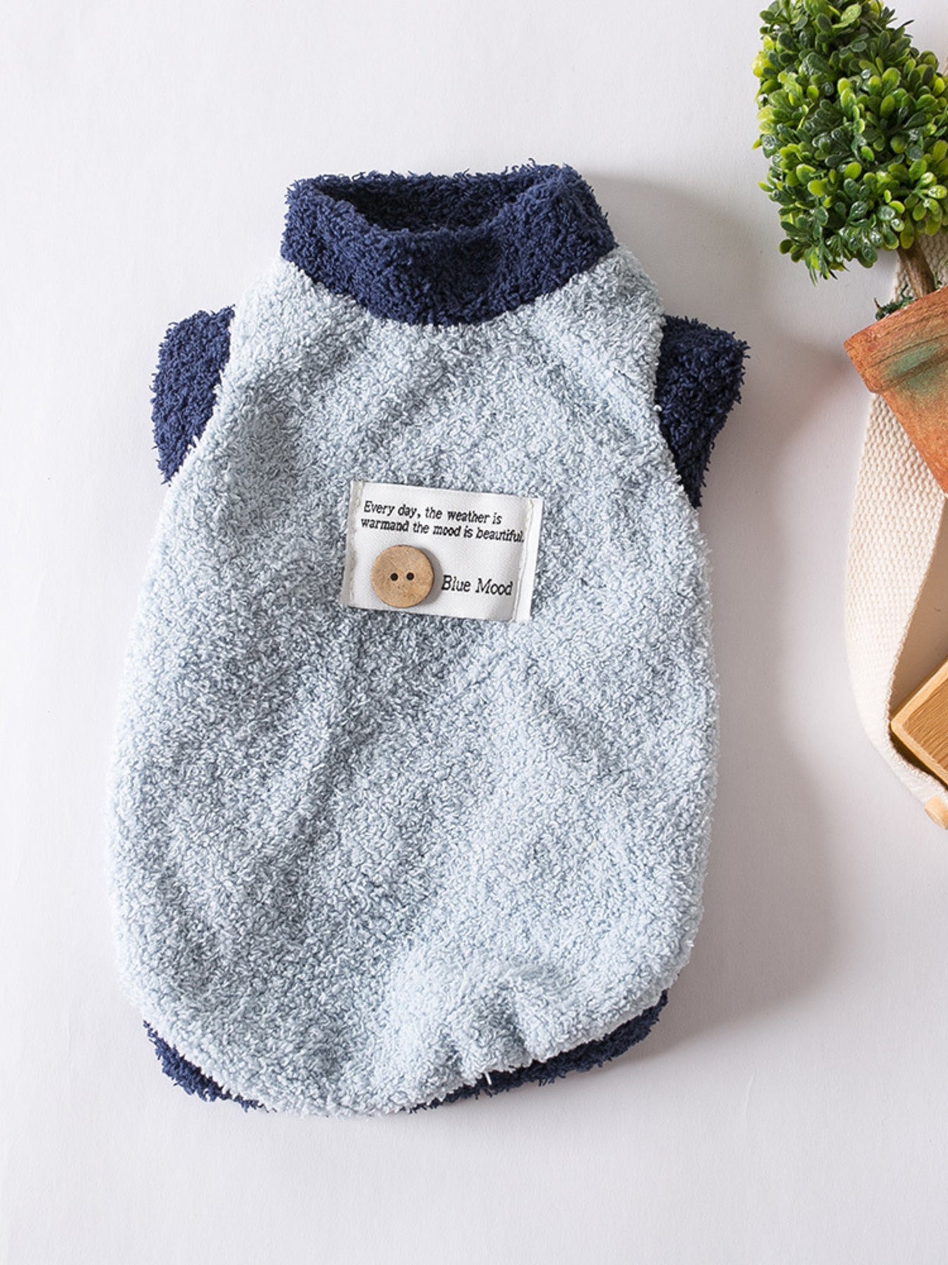 Fleece Pet Sweater with Button Decor