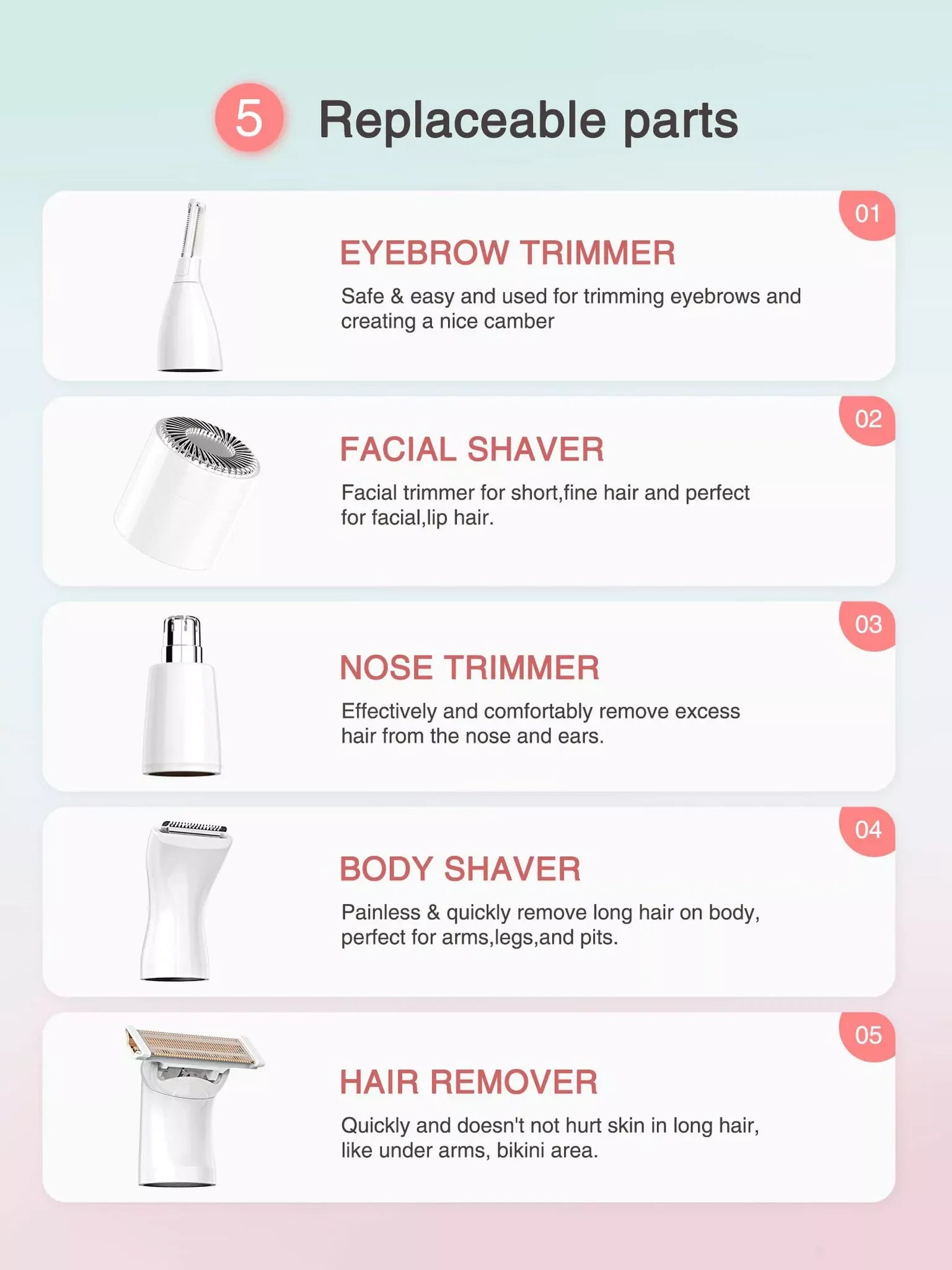 5-in-1 Rechargeable Hair Removal Epilator
