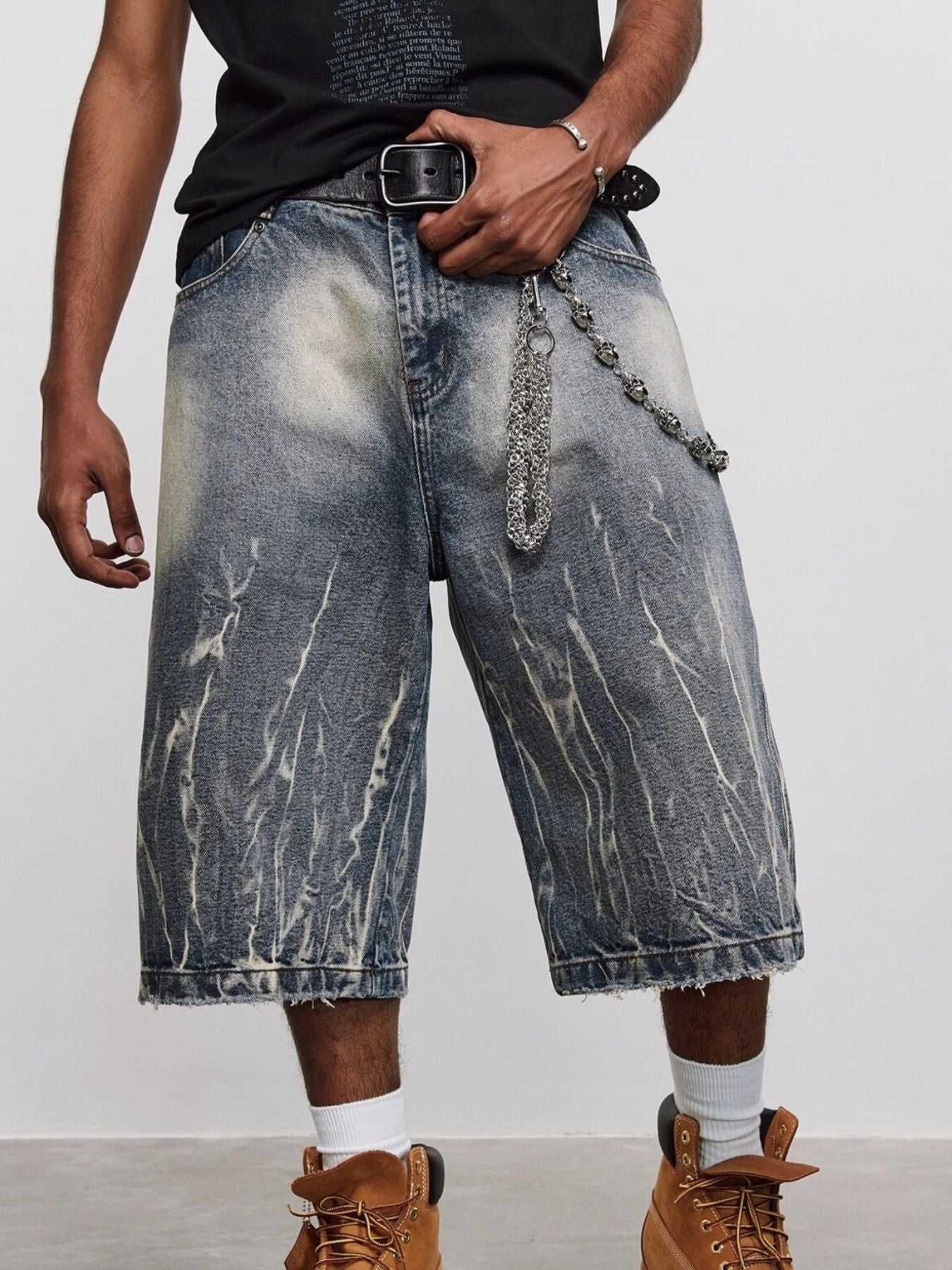 Men's Full Size Washed Loose Fit Denim Shorts Plus Size