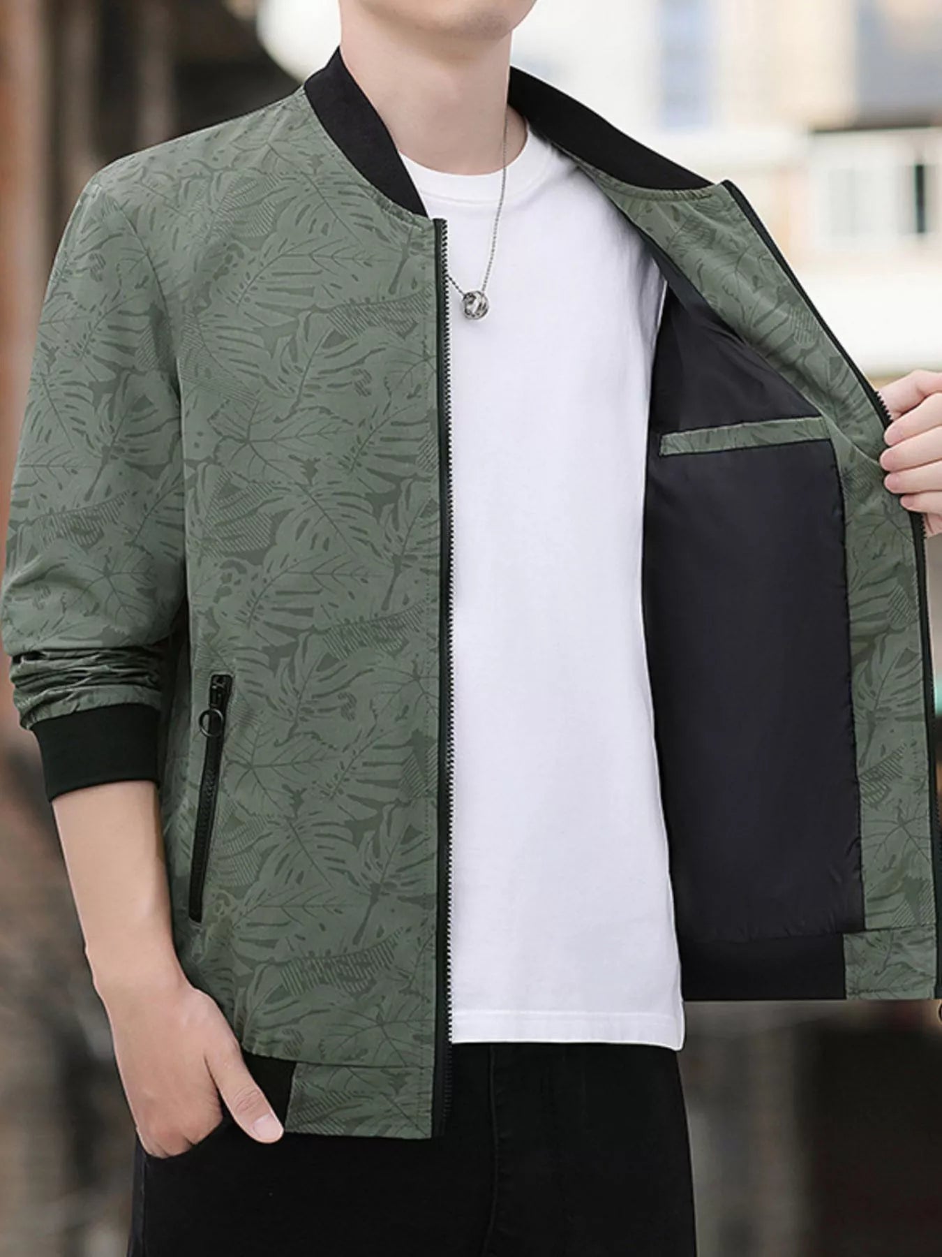 Men's Plus Size Zip Up Lightweight Bomber Jacket