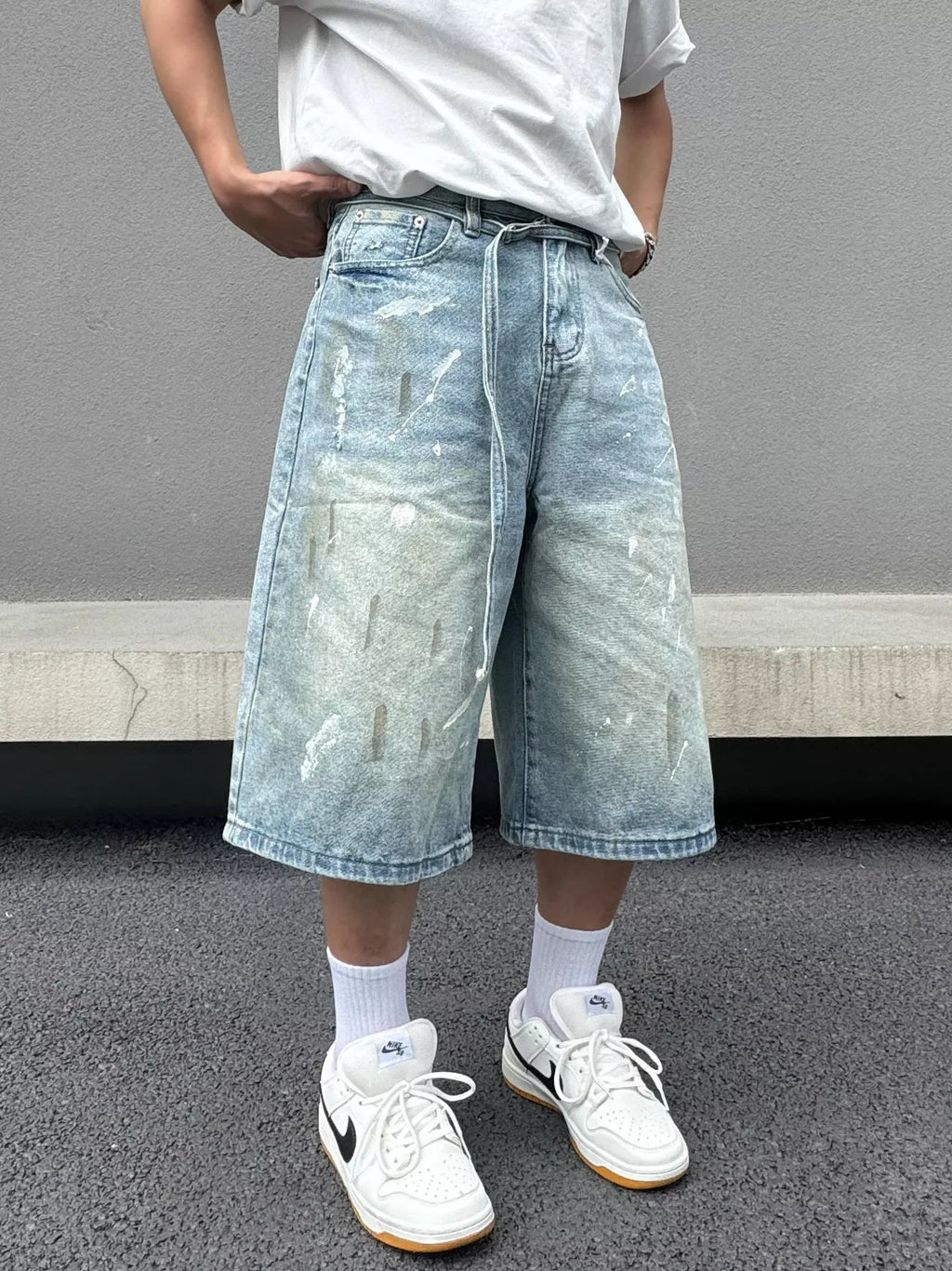 Men's Plus Size Wide-Leg Denim Shorts