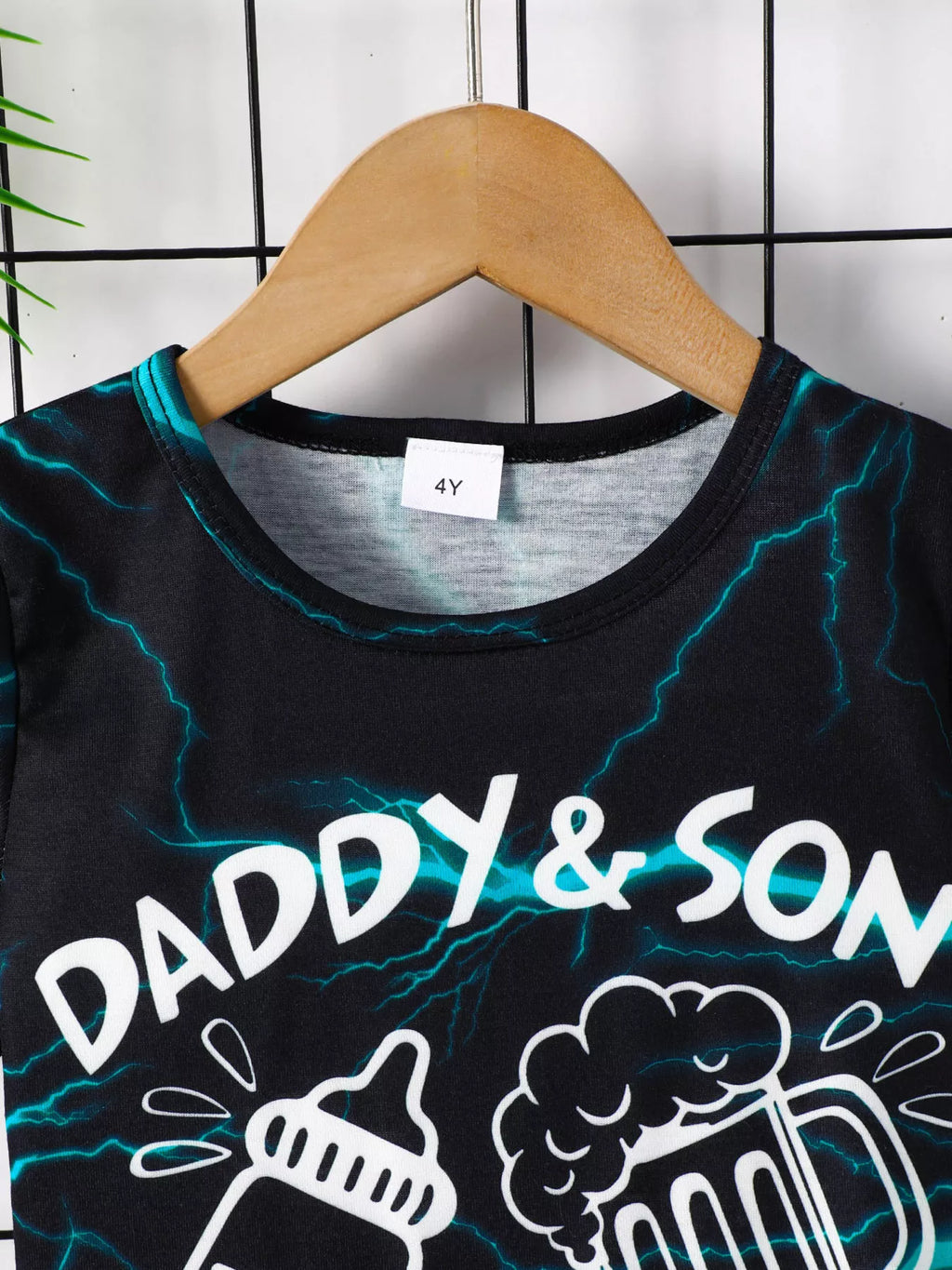 Children's Daddy & Son Best Friend Lightning Print Tee & Denim Shorts Set