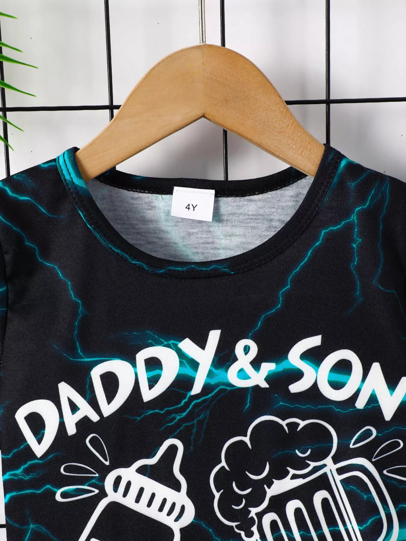 Children's Daddy & Son Best Friend Lightning Print Tee & Denim Shorts Set