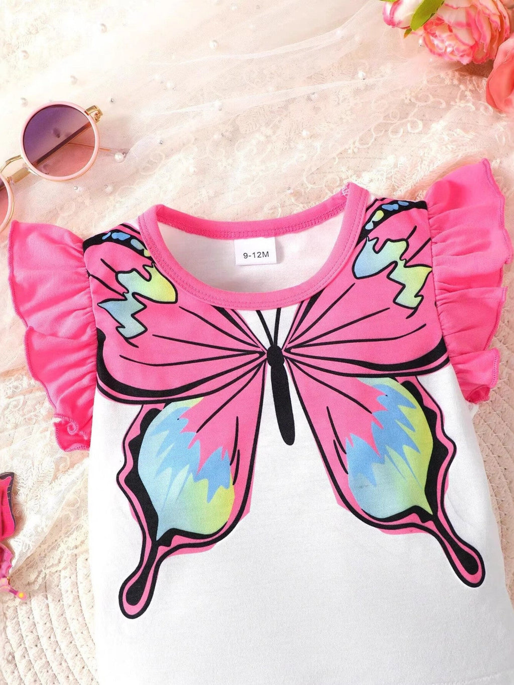 Children's Ruffled Butterfly Tee and Shorts Set