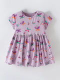 Children's Butterfly Print Casual Short Sleeve Dress